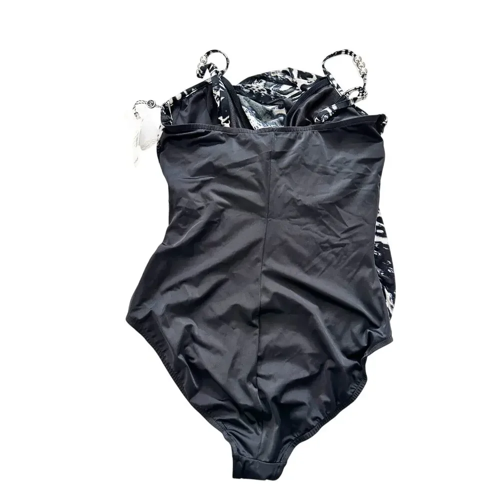Magicsuit Louise One-Piece Swimsuit 6013948 Black White Animal Print Size 14 NWT